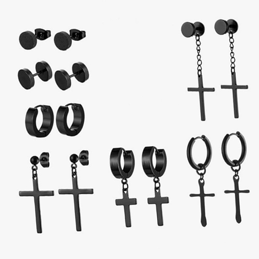 7 Pairs Men Chic Ear Studs & Hooks Set